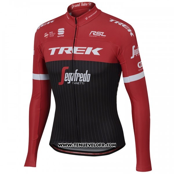2017 Maillot Ciclismo Trek Segafredo Rouge et Noir Manches Longues et Cuissard